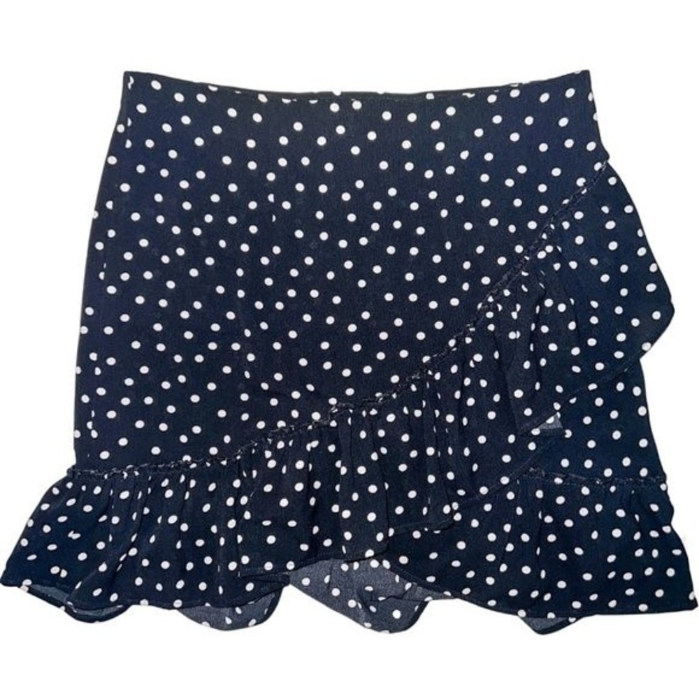 Urban Outfitters Polka Dot Faux Wrap Ruffle Mini Skirt